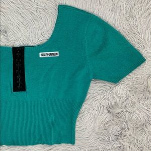 Harley Davidson scoop neckline Knit crop top L